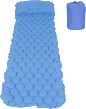 OUKENS Camping Sleeping Pads, 40D Nylon Fabric Inflatable Sleeping Pad Mat Portable Air Bed with Storage Bag for Outdoor Camping Hiking Travel Beach(Peacock Blue)