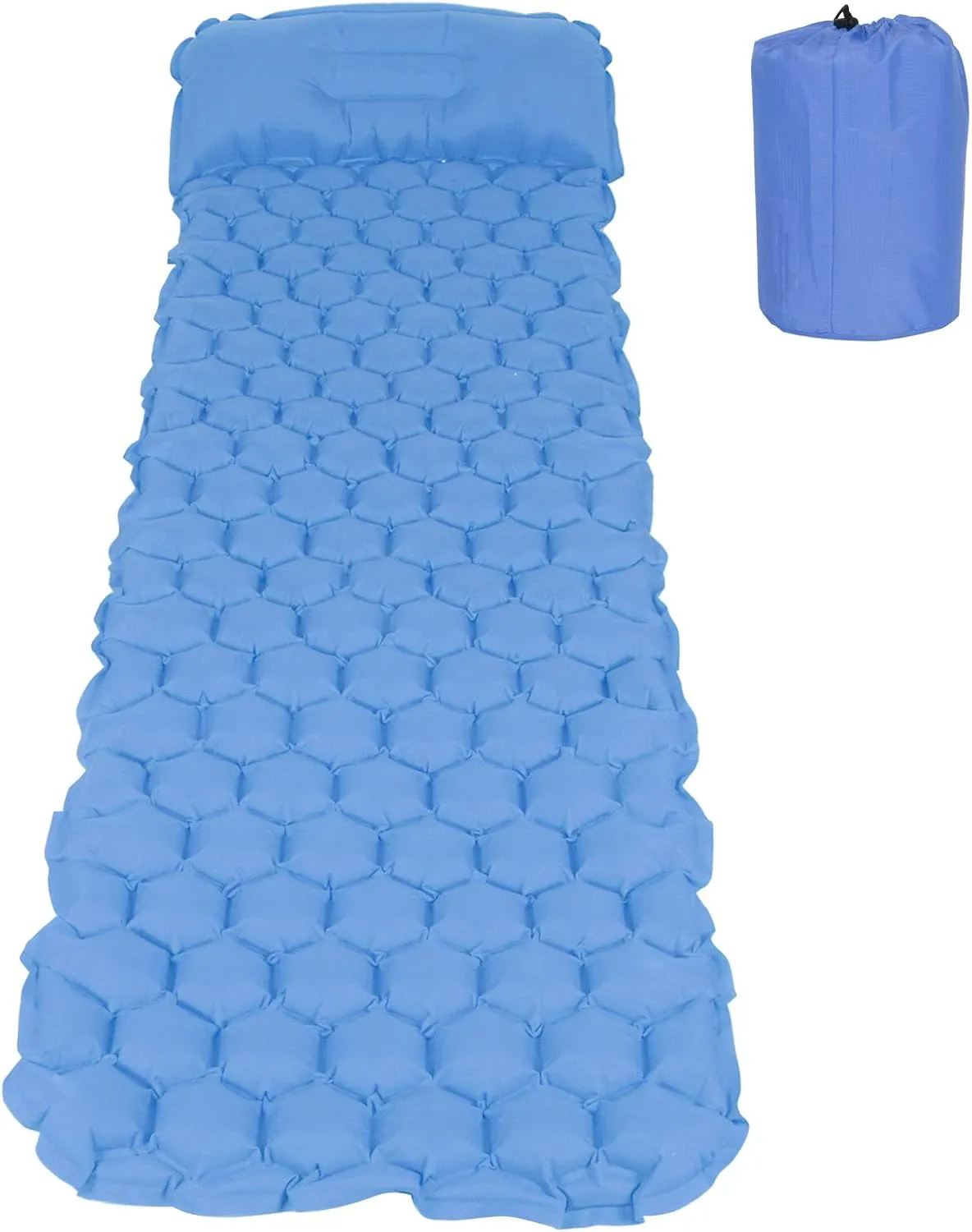 OUKENS Camping Sleeping Pads, 40D Nylon Fabric Inflatable Sleeping Pad Mat Portable Air Bed with Storage Bag for Outdoor Camping Hiking Travel Beach(Peacock Blue)