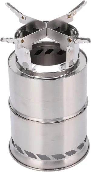 OUKENS Camping Stove, 5.43 x 9.44in Stainless Steel Wood Burning Stove Outdoor Folding Assembly Stove Portable Picnic Stove Camping Picnic Gasifier