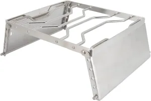 Outdoor Adjustable Stove Stand, Sturdy, Stainless Steel Foldable Stove Stand Rack, Adjustable Pot Bracket for Camping Hiking Backpacking, Portable with Adjustable Feet, for