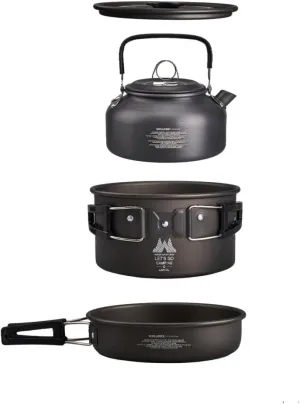 Outdoor Camping Set Pots for 1-2 People Pots and Pans Portable Camping Cookware Picnic Camping Pot Kettle Frying Pan Boiling Pan