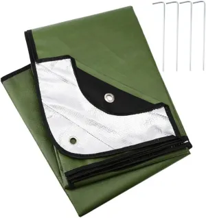 Outdoor Camping Survival Blanket Insulated Thermal Reflective Tarp Lightweight Foldable Shelter for Hiking Hunting Beach Parks, 210x150cm
