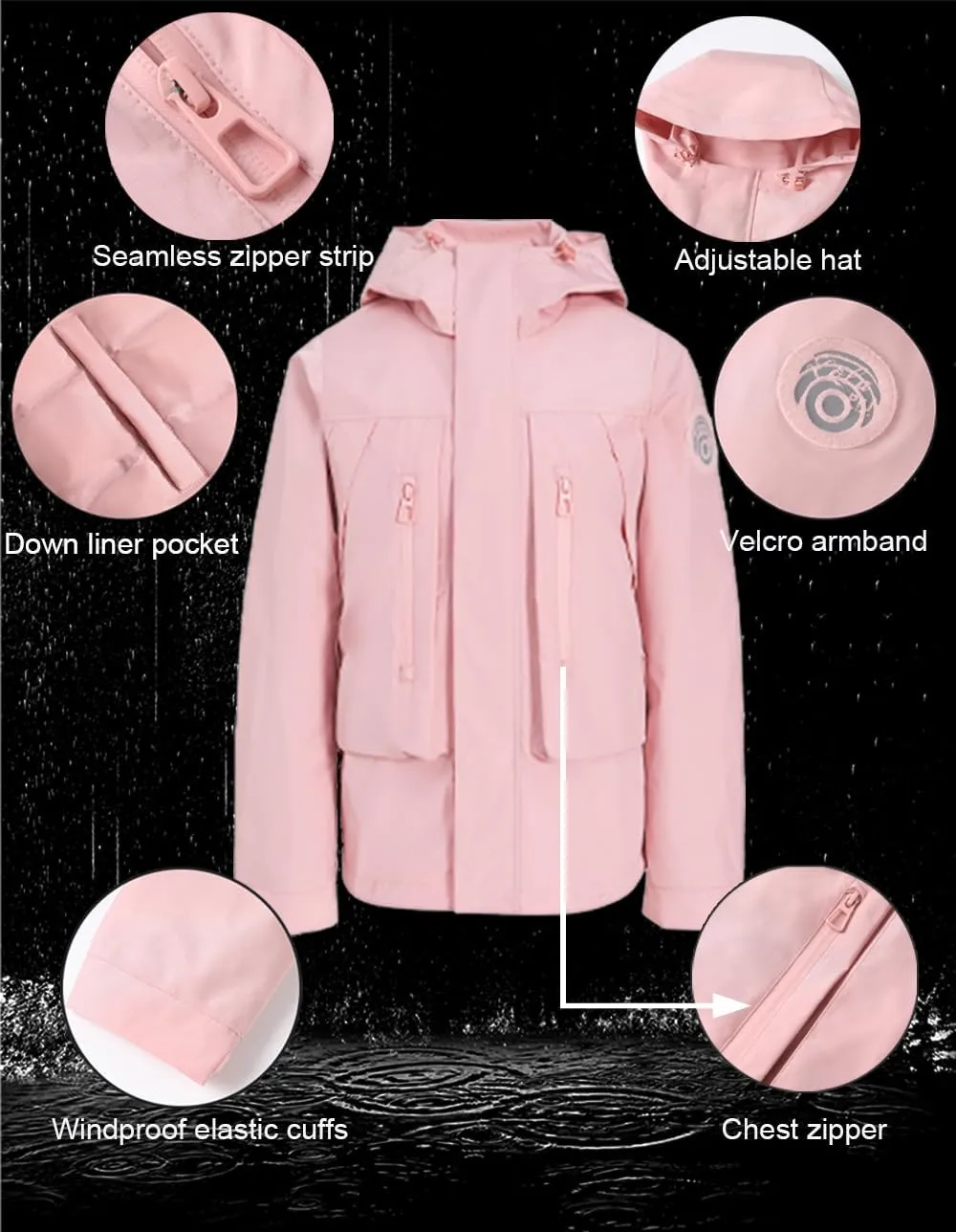 Outdoor Hiking 3 in 1 Women Spring Travel Snowboard Jacket Waterproof Rain Insulated,Lightweight Down Puffer Coat
