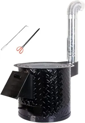 Outdoor Mobile Wood Stove, Portable Wood Burning Stove with Chimney Pipe for Tents, Shelters, Camping Heating and Cooking,40 * 43 * 67cm