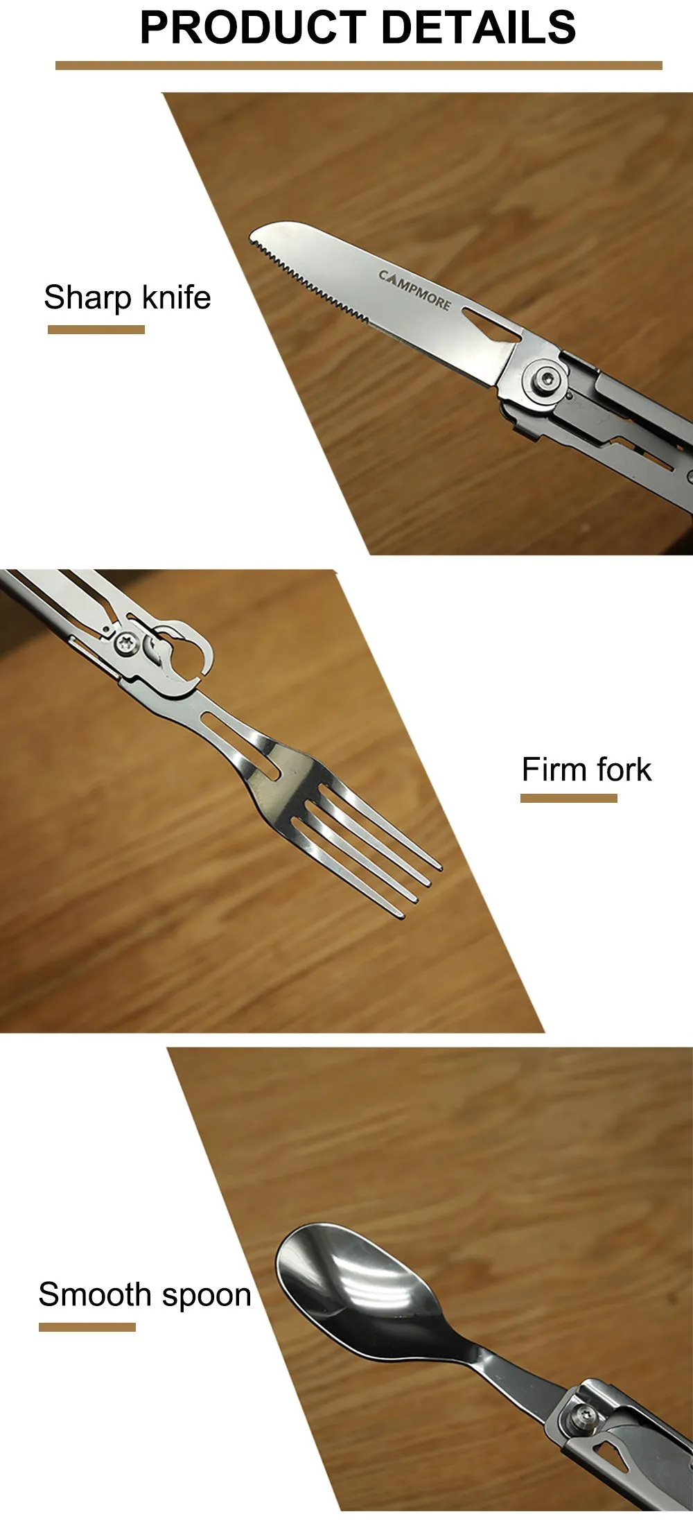 Outdoor Tableware Multi-function Portable Knife Fork Spoon Bottle Opener Foldable Cutlery Camping Equipment