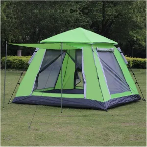 Outdoor Tent 4-5 Person Large Space Automatic Opening Outdoor Camping Tents Double Layer Waterproof 4 Season Tent for Hiking Family Party (Color : Blue) (Light Green)