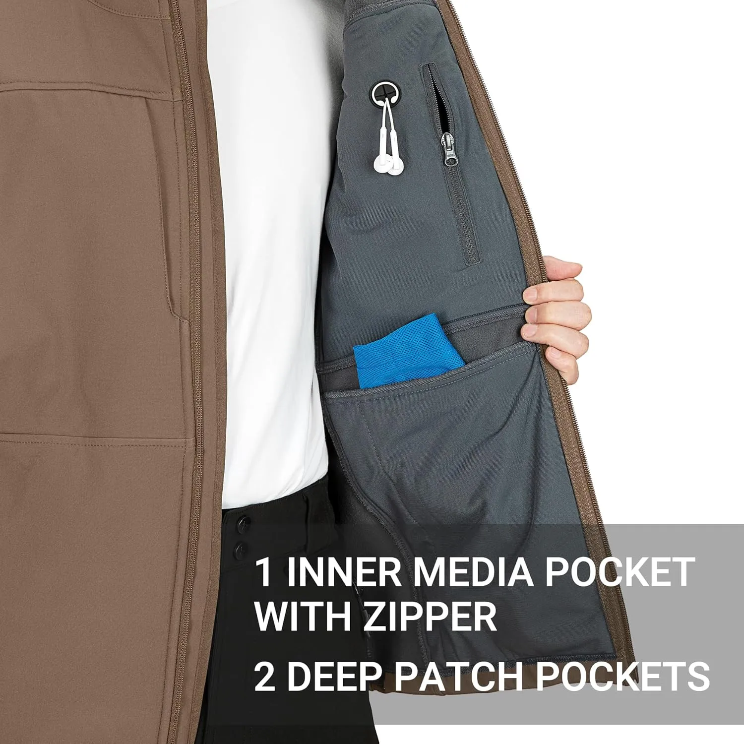 Outdoor Ventures Men's Running Vest Outerwear, Lightweight Windproof Fleece-Lined Softshell Sleeveless Jacket for Golf