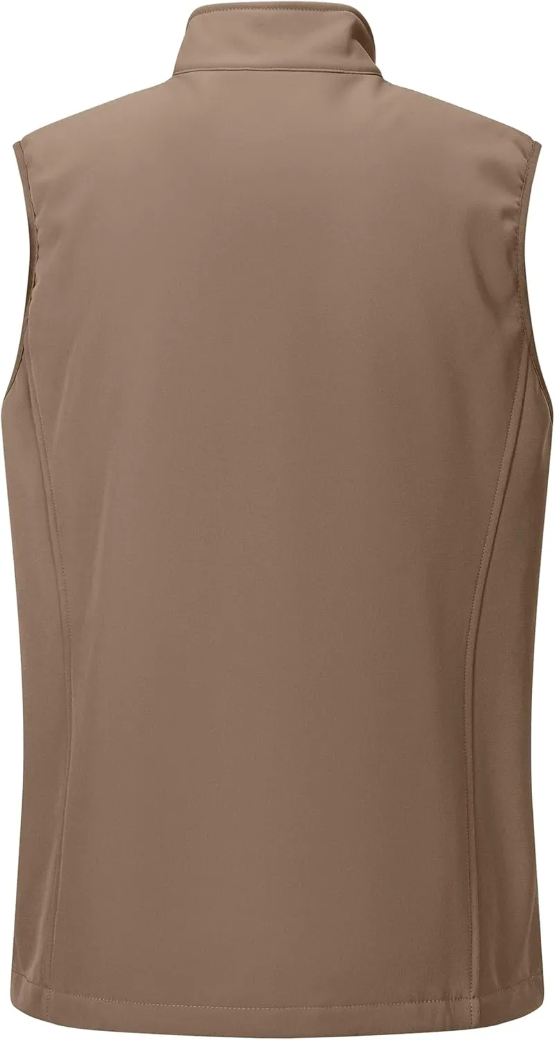 Outdoor Ventures Men's Running Vest Outerwear, Lightweight Windproof Fleece-Lined Softshell Sleeveless Jacket for Golf