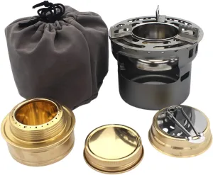 Outdoor Windproof Camp Stove Small Alcohols Backpacking Stove Light Weight Brass Spirits Burners Picnics BBQ Furnaces