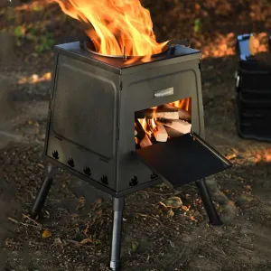 Outdoor Wood Burning Stove - Portable Detachable Wood Stove for Camping, Backpacking, Hiking - Includes Carry Bag - Emergency Survival Gear