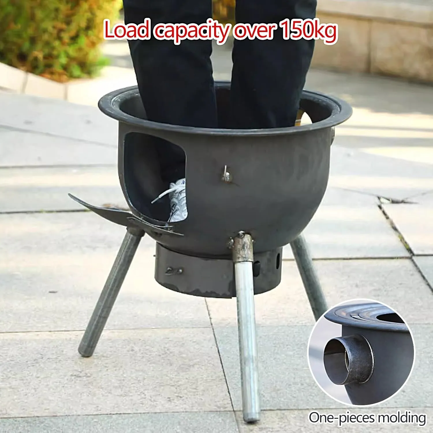 Outdoor Wood Burning Stove, Portable Stove with Folding Plate and Chimney Pipe, Removable Legs for Cooking Camping Tenting Fishing Load Capacity 150kg(63 * 63 * 60cm)