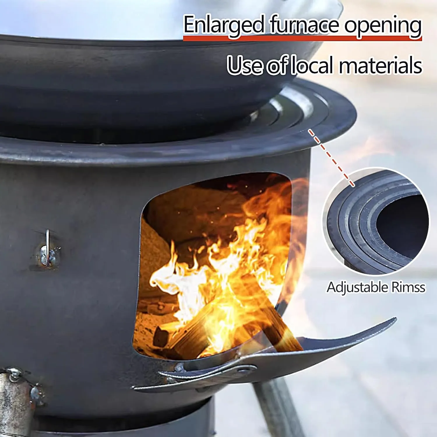 Outdoor Wood Burning Stove, Portable Stove with Folding Plate and Chimney Pipe, Removable Legs for Cooking Camping Tenting Fishing Load Capacity 150kg(63 * 63 * 60cm)
