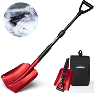 Overmont Telescopic Emergency Snow Shovel for Car - 32" 42" Small & Compact Tool with Ice Scraper and Carrying Bag- Lightweight Aluminum Shovels for Snow Camping Skiing Snowmobiles