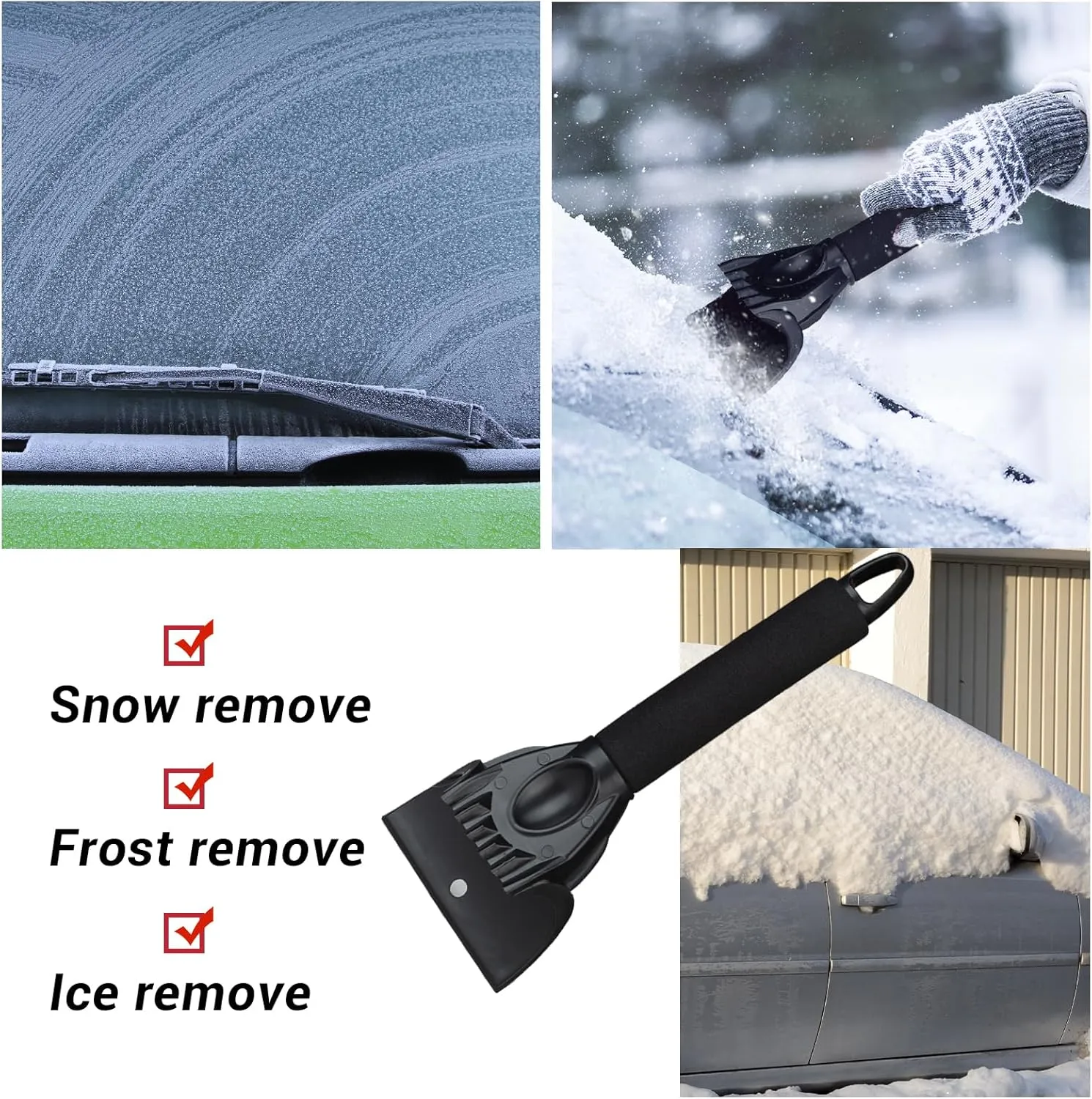 Overmont Telescopic Emergency Snow Shovel for Car - 32" 42" Small & Compact Tool with Ice Scraper and Carrying Bag- Lightweight Aluminum Shovels for Snow Camping Skiing Snowmobiles