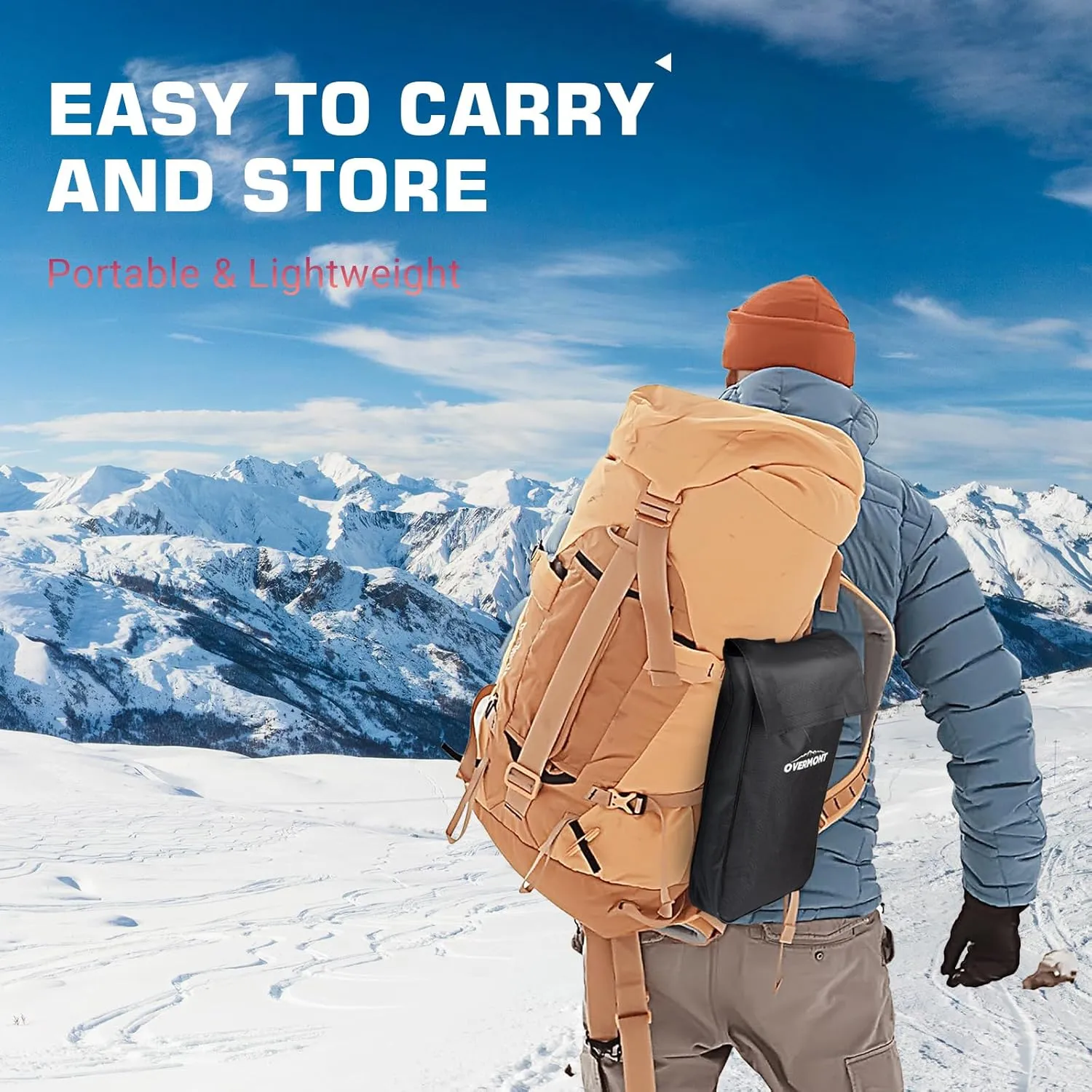 Overmont Telescopic Emergency Snow Shovel for Car - 32" 42" Small & Compact Tool with Ice Scraper and Carrying Bag- Lightweight Aluminum Shovels for Snow Camping Skiing Snowmobiles
