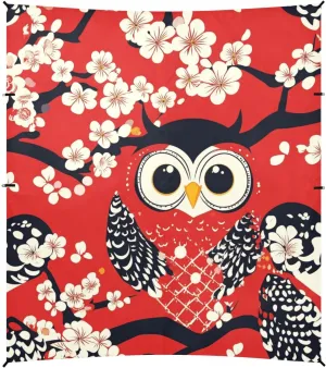 Owl Japanese Style Valentine Cartoon Beach Cabana UPF50 Water-Resistant Large Portable Sun Shelter with Sand Shovel for Family Trips, Picnics & Camping