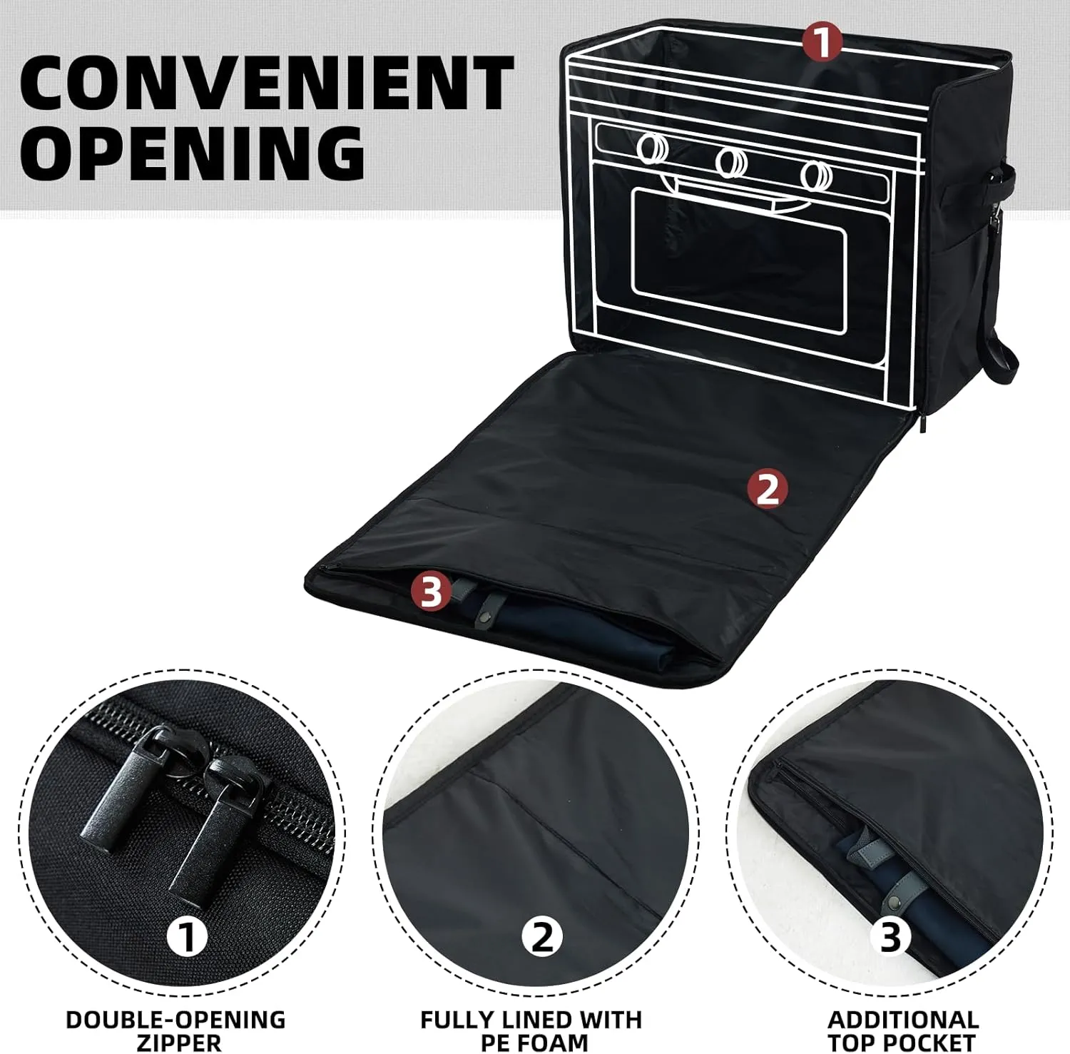 Padded Carry Bag for Camp Chef Outdoor Oven, Portable Camping Stove Carrying Case with Strap and Pockets, Also Works with Camp Chef, Deluxe/Professional Outdoor Oven (Bag Only)