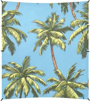 Palm Tree Summer Green Beach Canopy Tent 9.2 × 10.5 FT Outdoor Patio Shade Cute Floral Waterproof Travel Camping Sun Shelter with Sand Bags Poles
