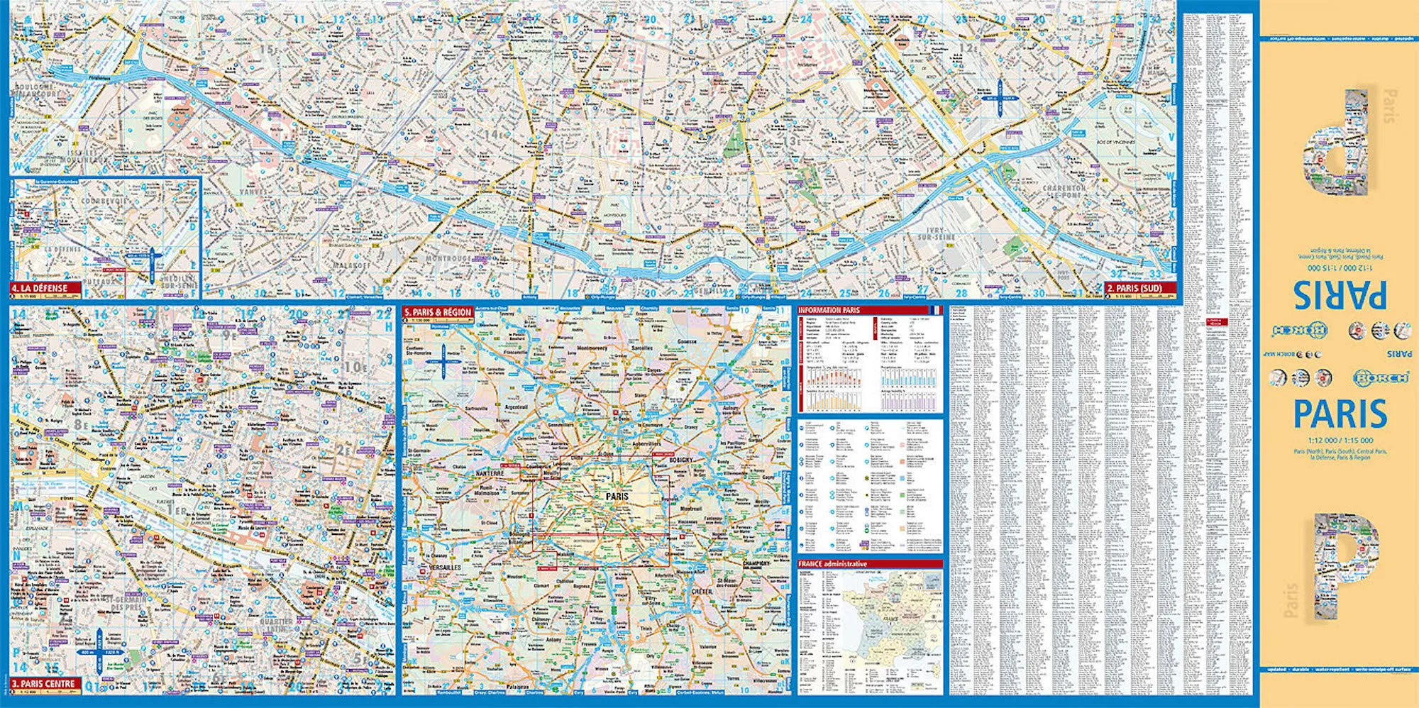 Paris Borch Folded Laminated Map