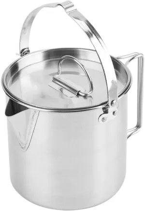 Pasamer 1.2L Camping Tea Kettle, Outdoors Camping Pot Portable Folding Hiking Pot Stainless Steel Kettle Cookware Coffee Tea Picnic Camping Pot with Lids for Hiking Backpacking Picnic, Silver