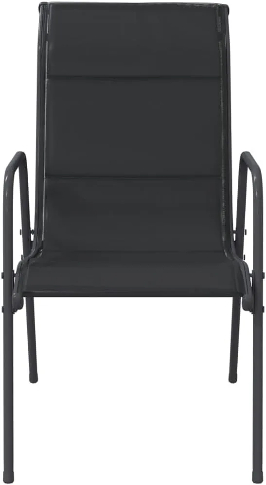 Patio Chairs 6 Pcs Steel and Textilene Black Garden Outdoor Lounge Dining Chairs for Patio, Beach, Camping, or Dining Room, Comfortable & Lightweight Design, Weather-Resistant, Easy to Clean