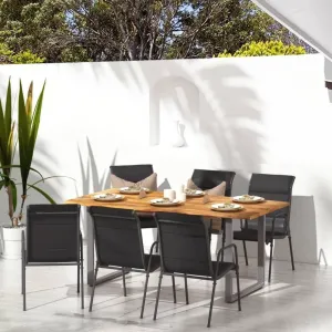 Patio Chairs 6 Pcs Steel and Textilene Black Garden Outdoor Lounge Dining Chairs for Patio, Beach, Camping, or Dining Room, Comfortable & Lightweight Design, Weather-Resistant, Easy to Clean