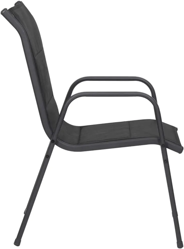 Patio Chairs 6 Pcs Steel and Textilene Black Garden Outdoor Lounge Dining Chairs for Patio, Beach, Camping, or Dining Room, Comfortable & Lightweight Design, Weather-Resistant, Easy to Clean
