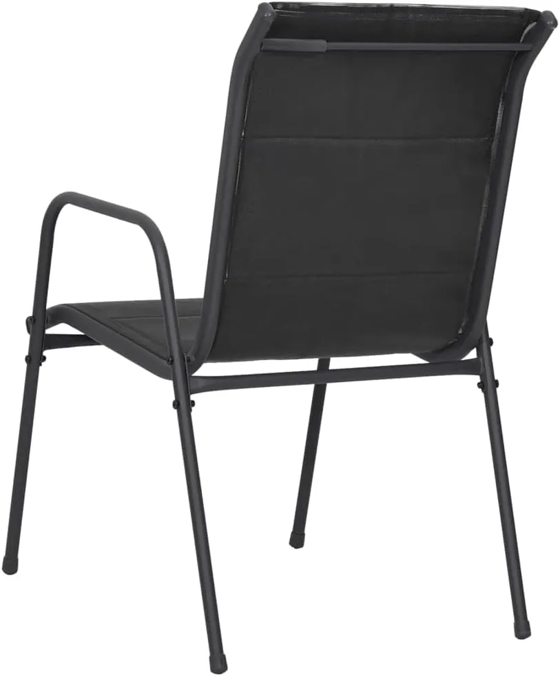 Patio Chairs 6 Pcs Steel and Textilene Black Garden Outdoor Lounge Dining Chairs for Patio, Beach, Camping, or Dining Room, Comfortable & Lightweight Design, Weather-Resistant, Easy to Clean