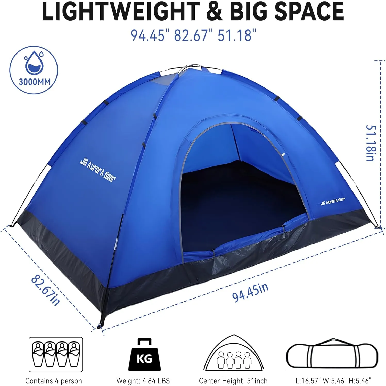 Person Tent Waterproof Windproof Family Tents Camping Tents Backpacking Tent for Portable Camping with Carry Bag