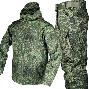 PGOJUNI Men Two Piece Ski Suit Set, Mens Winter Waterproof Windproof Hooded Snow Coat 2 Pieces Snowboarding Snowsuits