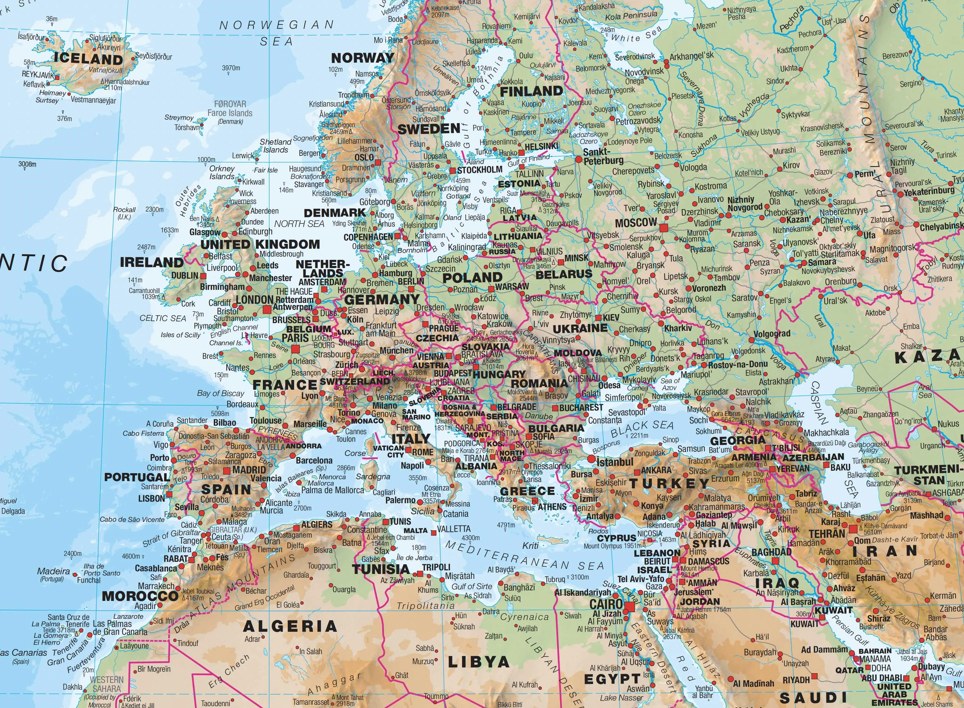 Physical World Maps International 2024 1360 x 840mm Wall Map