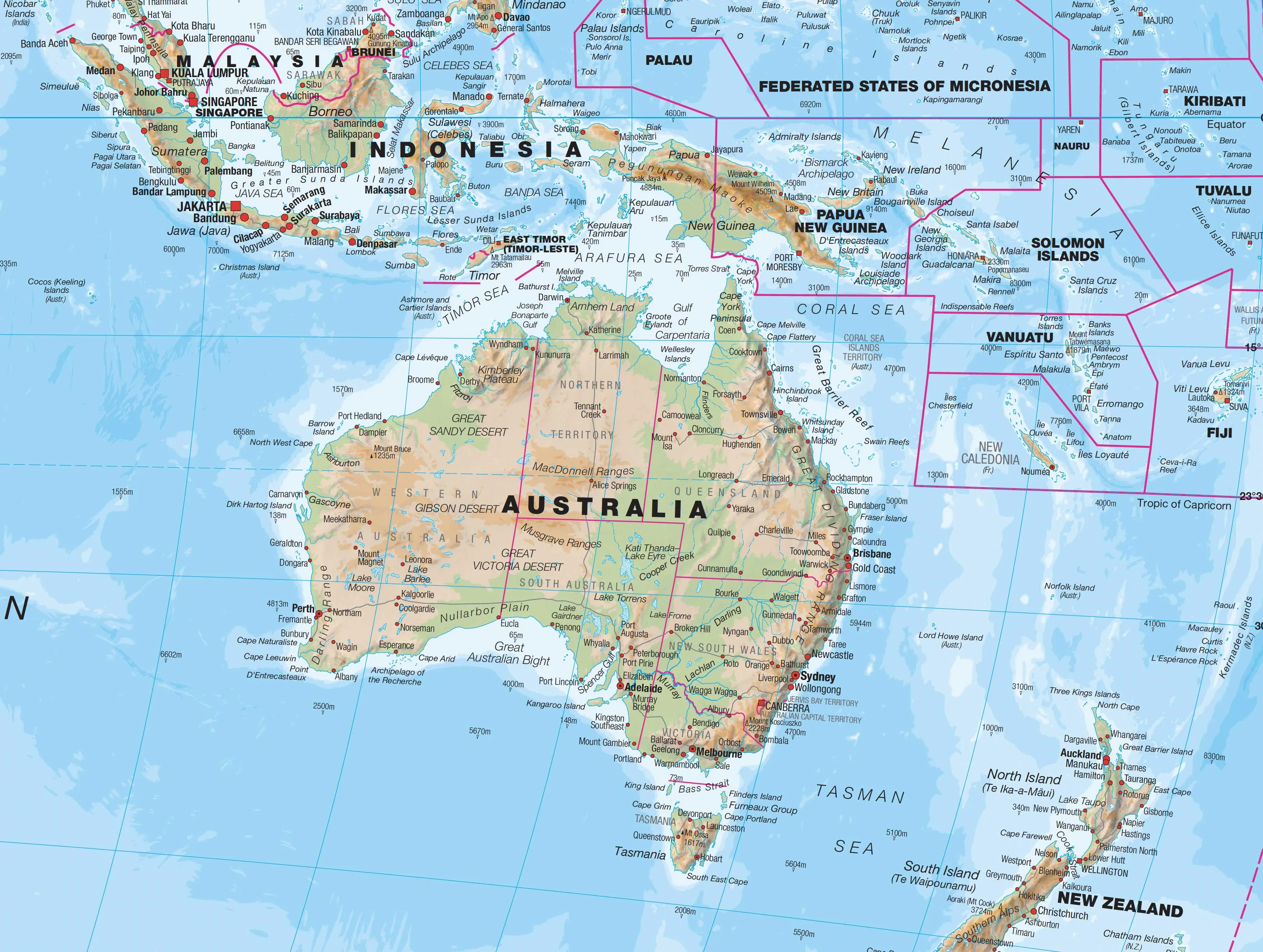 Physical World Maps International 2024 1360 x 840mm Wall Map