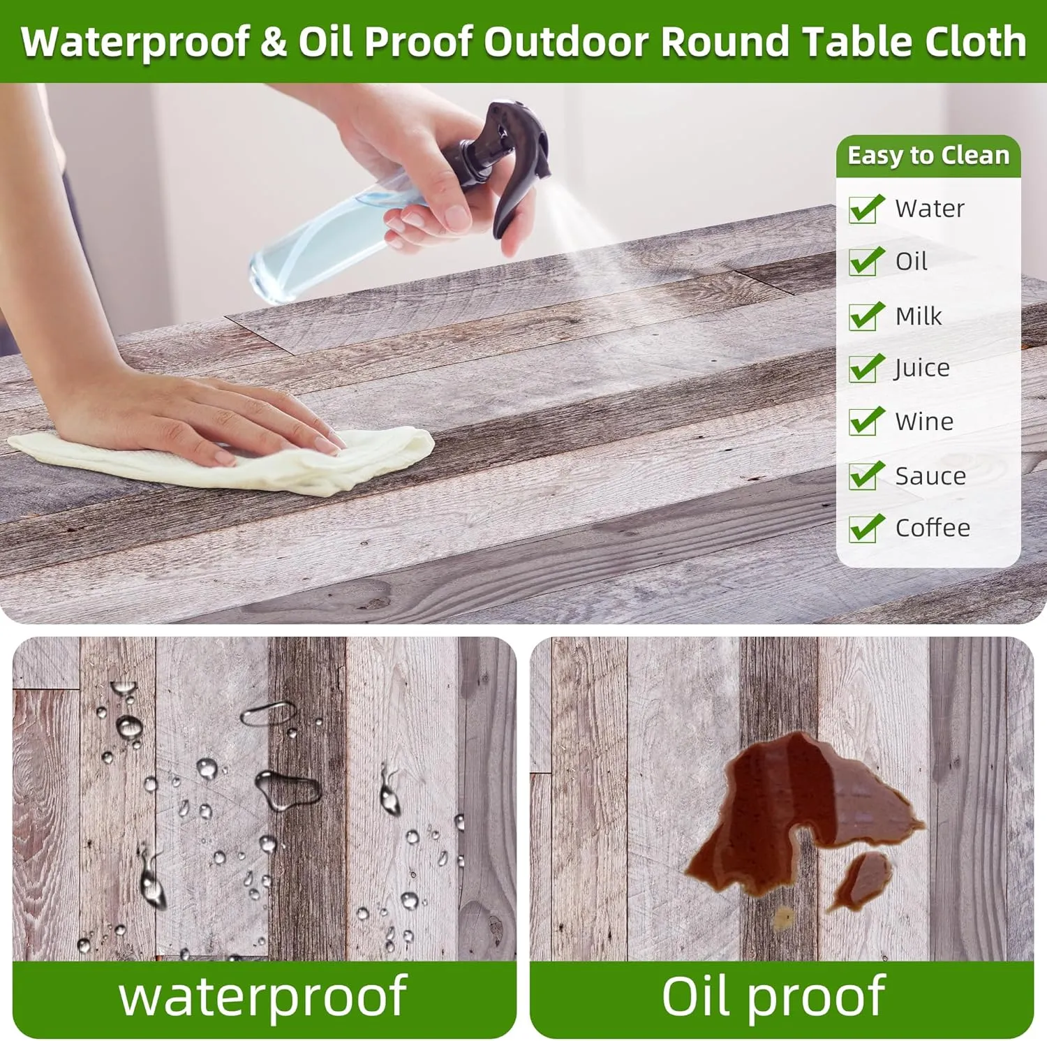 Picnic Table Cover with Bench Covers Farmhouse Waterproof Windproof Fitted Outdoor Tablecloth with Elastic Rectangle Table Cloth Camping Must Haves Rv Accessories,72x30 Inch (Wood )