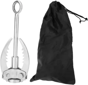 Pilipane Foldable Stainless Steel Outdoor Climbing Survival 3 Claws Carabiner Hook Multipurpose Tool for Outdoor Adventures and Disaster Relief Durable Reliable Safe Material 18cm