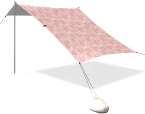 Pink Sunflowers Beach Tent UPF50 Easy Setup Outdoor Sun Shade Includes Sand Shovel, Sandbags, Stability Poles for Camping Trips, Fishing, Backyard Fun or Picnics