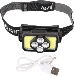 plplaaoo COB Head Lamp USB Rechargeable Led Head Lamp IPX4 Headlight Motion Sensor Outdoor Fishing Camping Headlight Adjustable Headband for Outdoor Enthusiasts ABS Material 137g