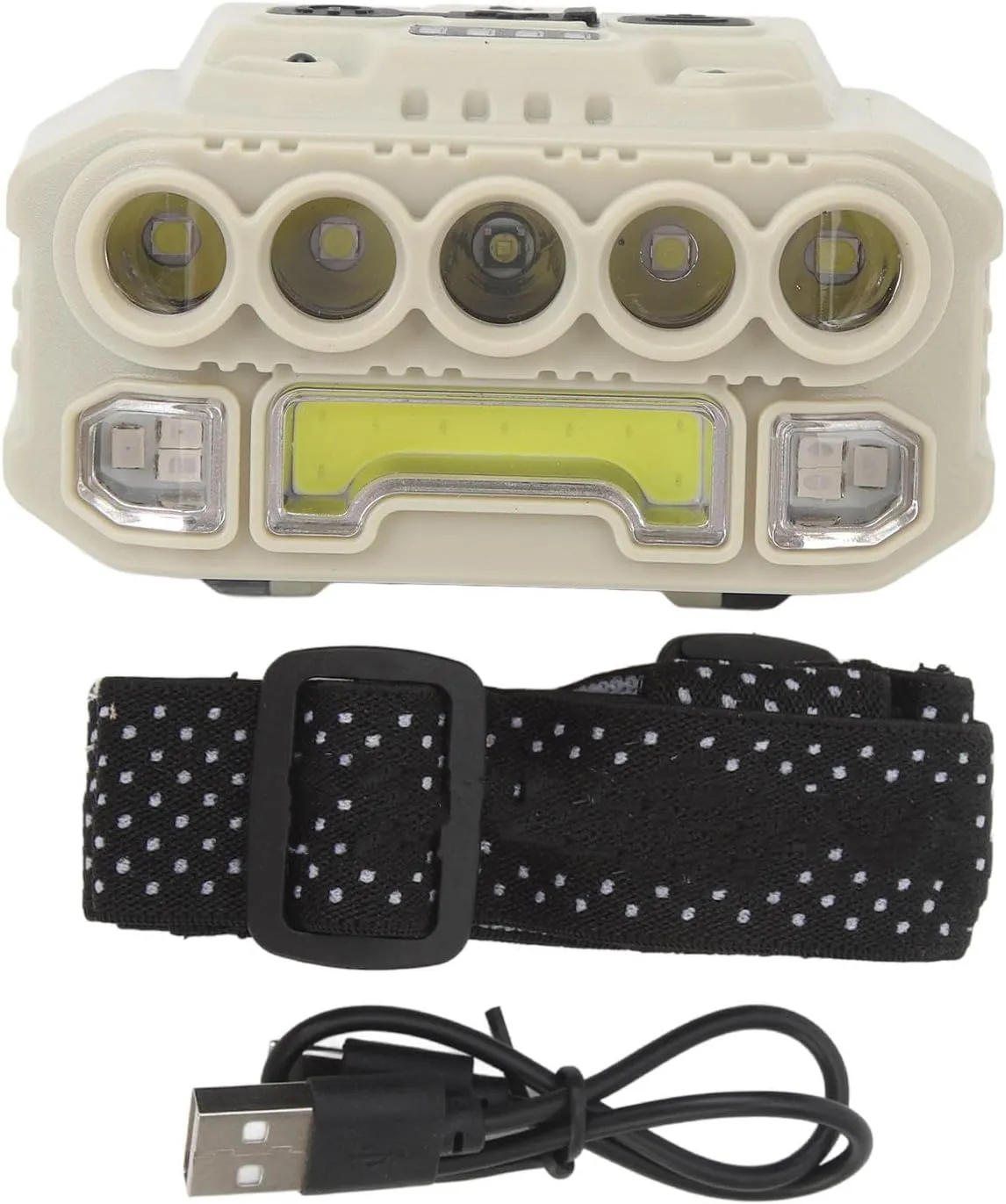 plplaaoo Super Bright Headlamp USB Rechargeable Motion Sensor Power Indicator Portable Headlamp for Outdoor Camping Hiking Running ABS Material 151g