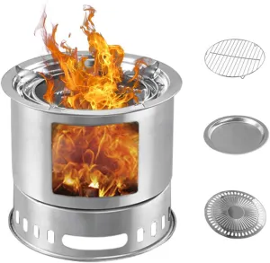 Portable Camping Cook Stove Windproof Wood Burning Stove, Lightweight Backpacking Stove, Efficient Burning Heater Solidified Alcohol Stove Barbecue Grill Tent Heating Stove for Ou