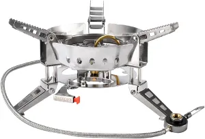 Portable Camping Gas Stove Burner, 6800W Windproof Backpacking Stove, Ultralight Folding Camp Propane Stove Small Camping Stove with Piezo Ignition for Outdoor Cooking