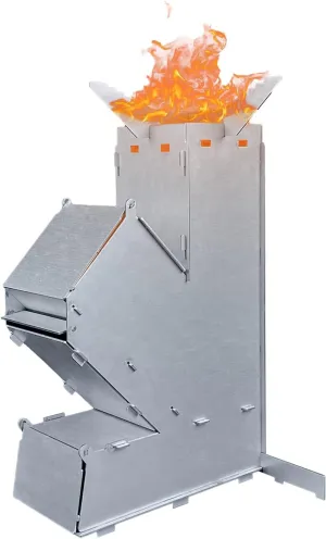 Portable Camping Rocket Stove, Detachable Wood Burning Stove for Outdoor Cooking