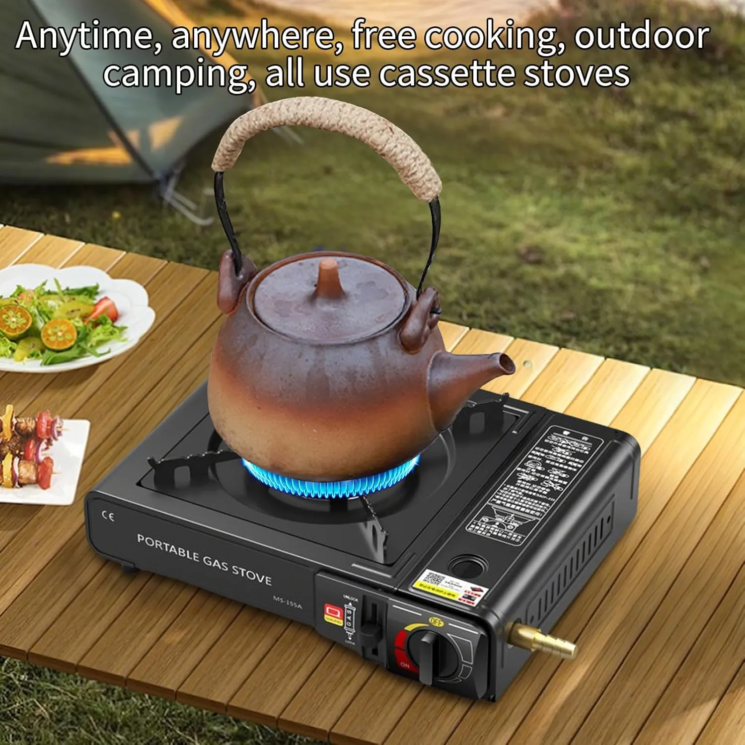 Portable Camping Stove - Camping Cooktop | Windproof Outdoor Stove Burner | Compact & Lightweight Outdoor Cooktop | Kitchen Accessories For Heating Kitchen Use Outdoor Indoor Grilling Backpacking