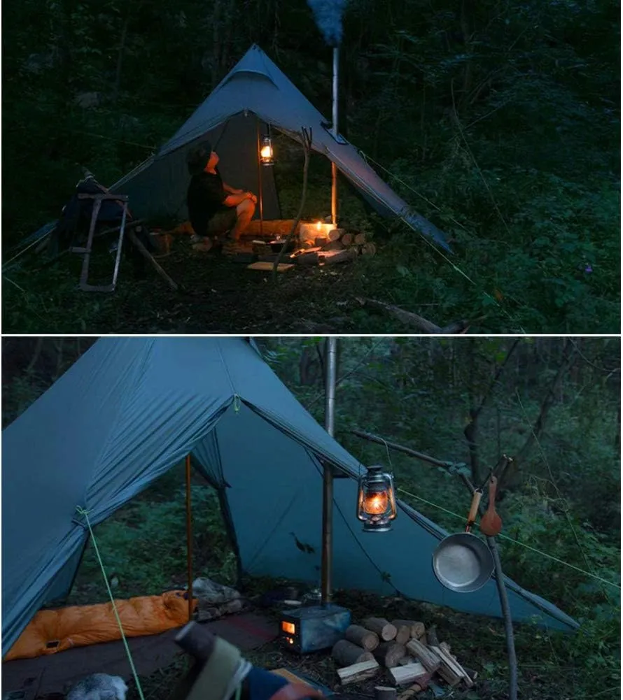 Portable Camping Stove Foldable Windproof Wood Burning Stove, Lightweight Backpacking Stove Outdoor Tent Heating Stove with Pipes Efficient Burning Heater Solidified Alcohol Stove