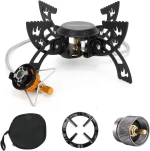 Portable Camping Stove Lightweight Gas Stove Collapsible Backpacking Stove Comes with durable canvas storage bag for Outdoor Camping Cooking Hiking and Picnic