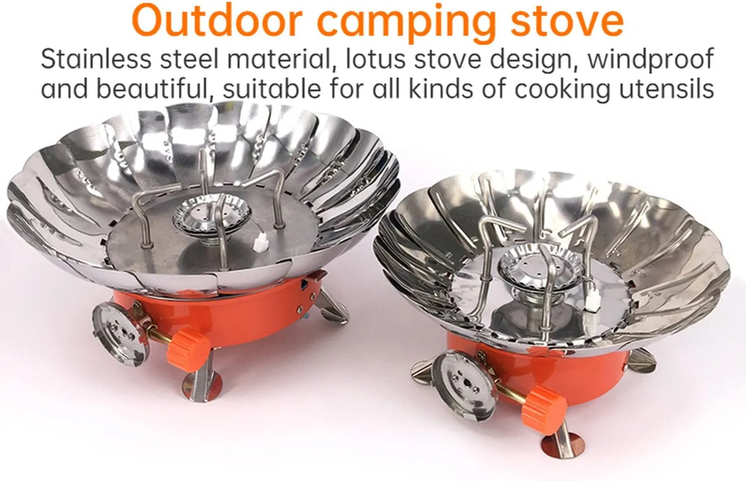 Portable Camping Stove Windproof with Piezo Ignition 2800W Lotus Gas Stove for Outdoor Cooking Gas Burner Cookware for Camping Hiking Picnic