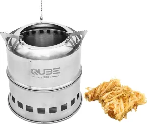 Portable Camping Stove with 3 Fire Starters – Stainless Steel Wood Burning Mini Camp Stove, Foldable with Carry Bag, for Backpacking, Hiking, Traveling, Emergency, Outdoor BBQ, and Picnic