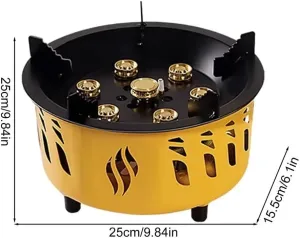 Portable Camping Stoves Burner Windproof Gas Stove Outdoor Heater All-in-One 7 core Firepower Stoves Picnic Camping Cooking Tool(Yellow)