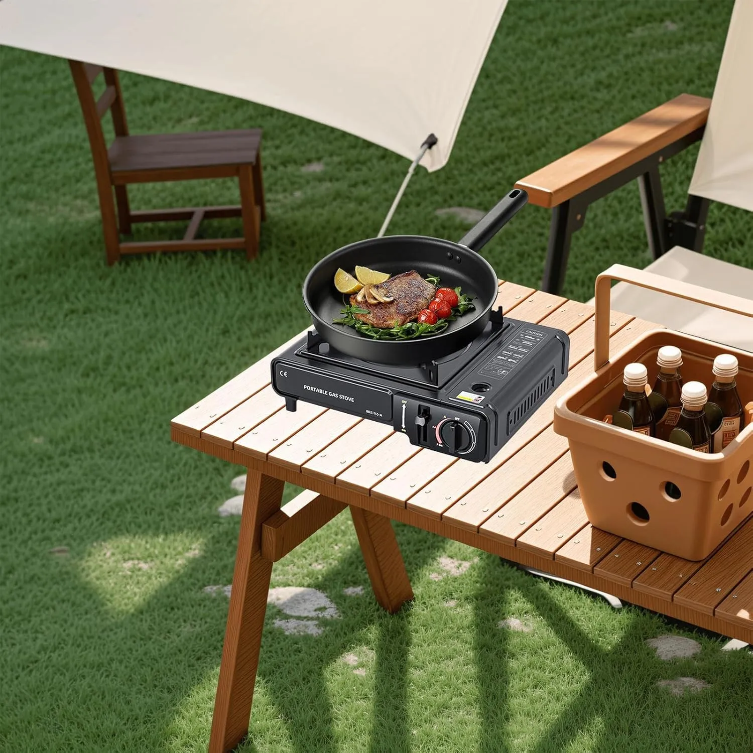 Portable Cassette Stove, Burner for Cooking Outdoor, High Performance Windproof Stove, Precise Heat Control Camp Cooker, Picnic Cookware, Travel Appliance, 34x26x8.2cm