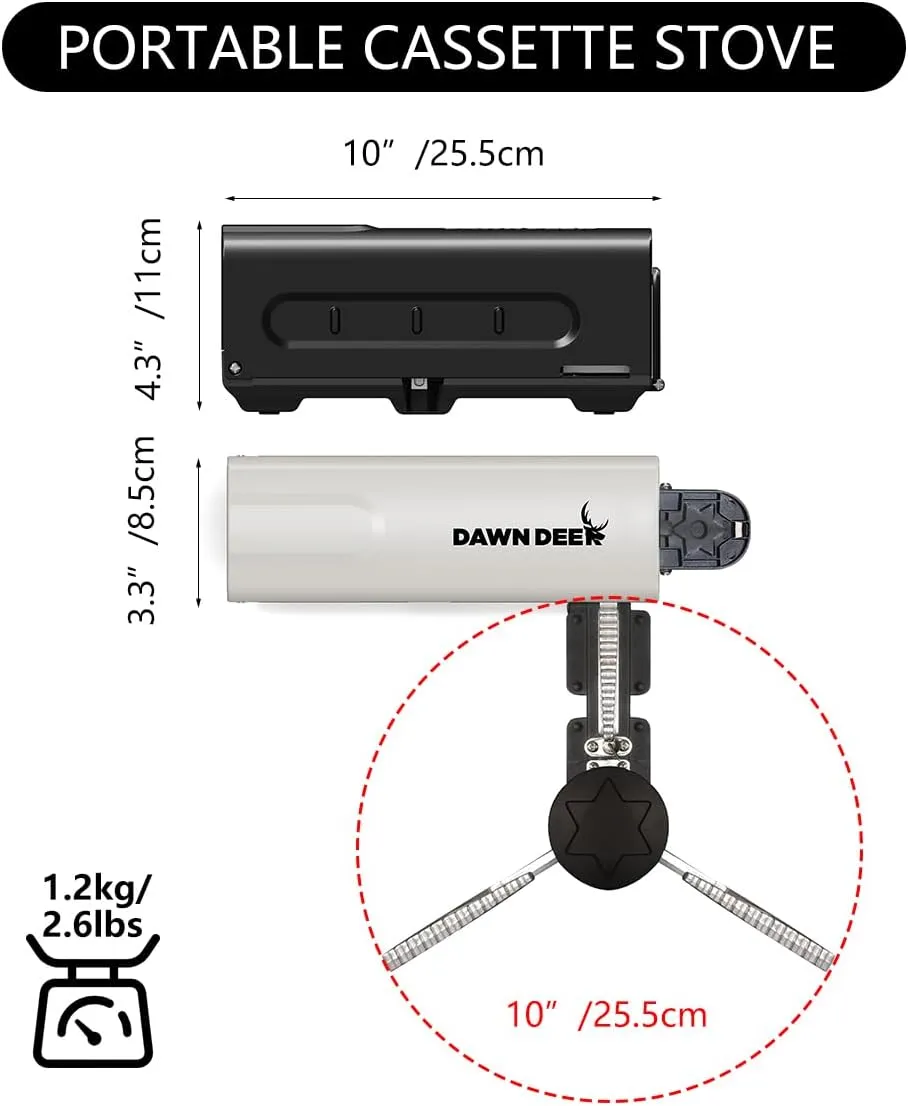Portable Cassette Stove With Delicate Storage Bag, Foldable Camp Stove Compact Camping Stove, 2200W Folding Butane Gas Burner (White)