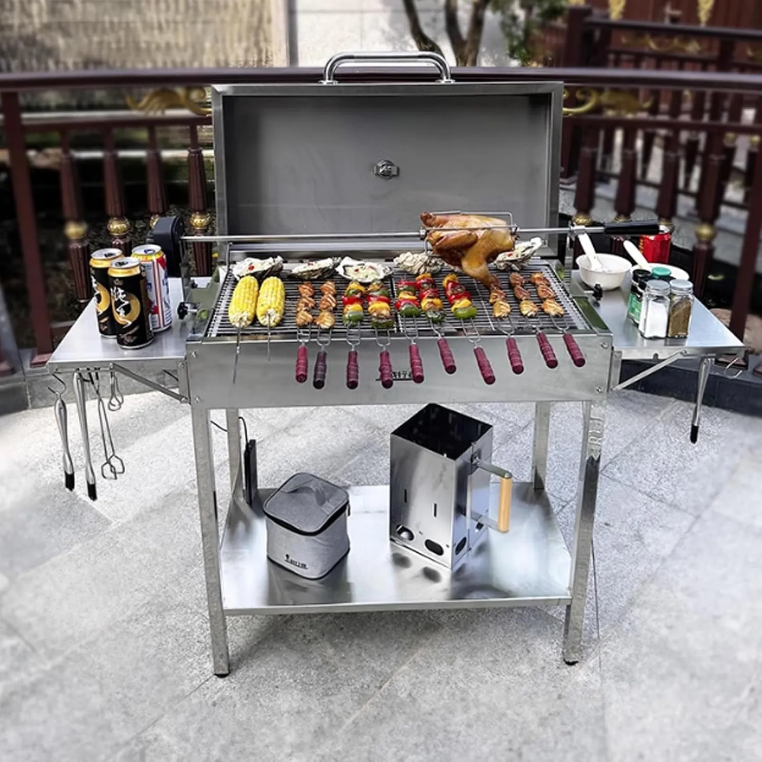 Portable Charcoal Grill BBQ Grill Portable, Quick-Assembly Design for Camping, Tailgating, Picnics & Outdoor Cooking Camping e