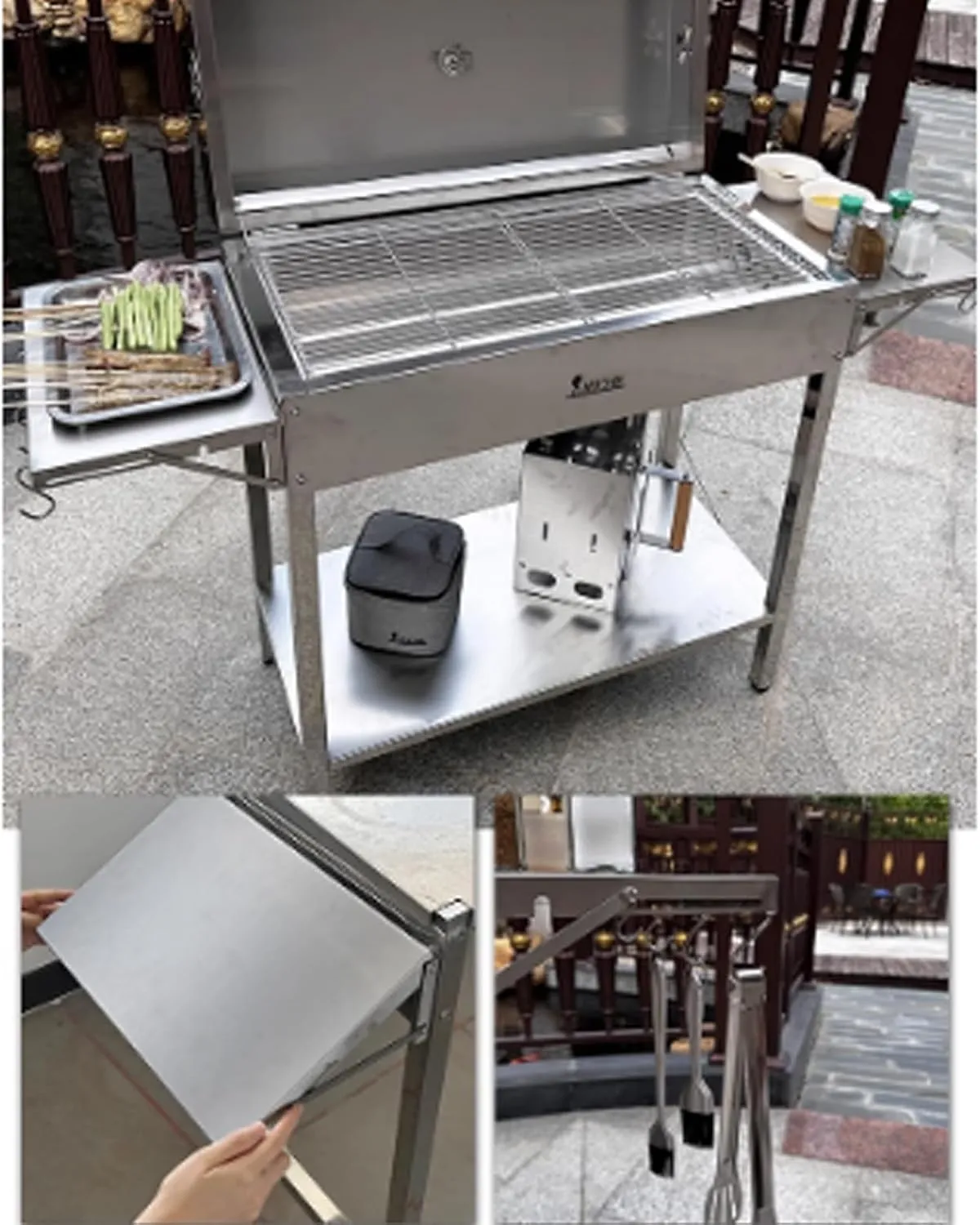 Portable Charcoal Grill BBQ Grill Portable, Quick-Assembly Design for Camping, Tailgating, Picnics & Outdoor Cooking Camping e